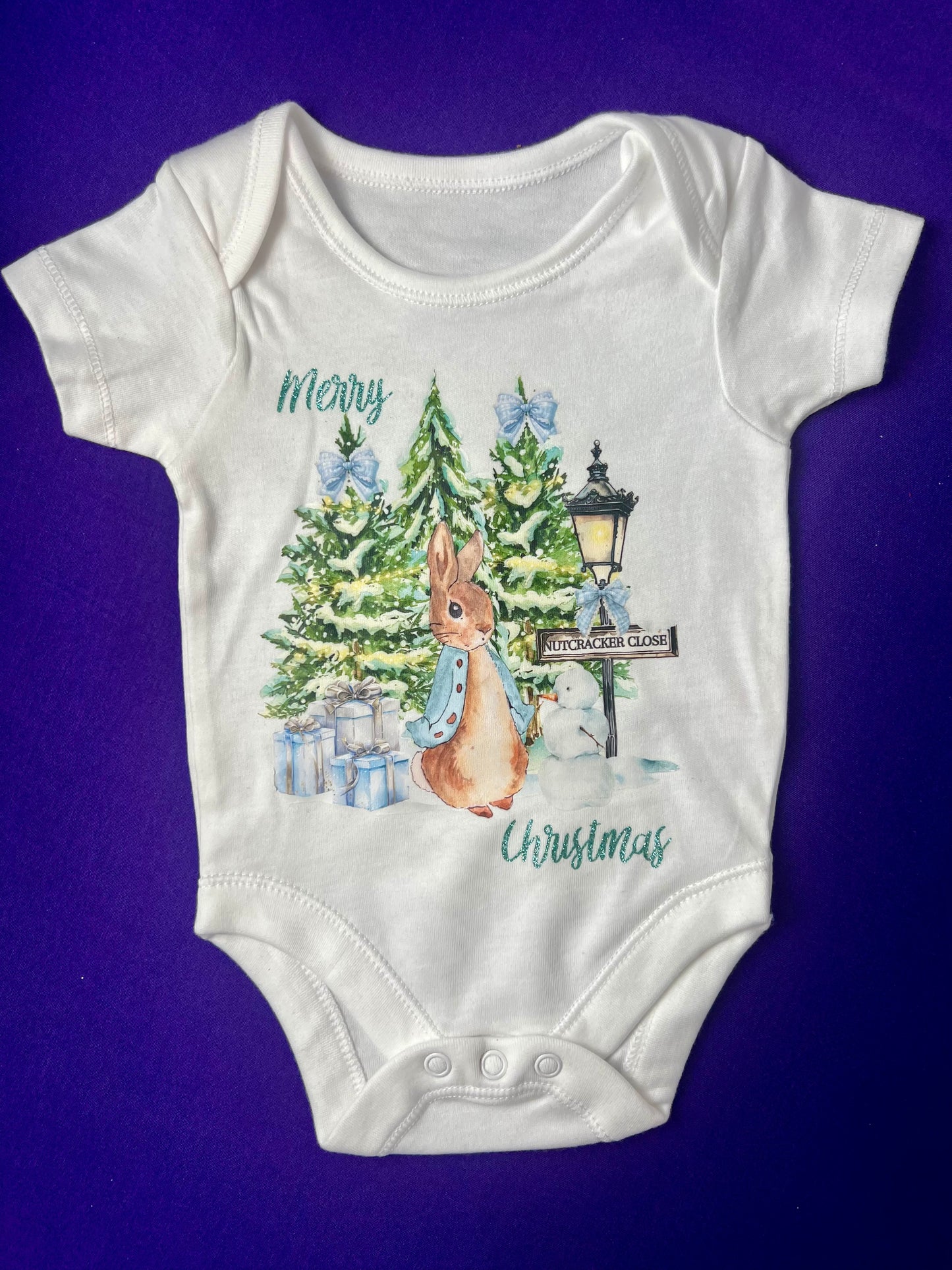3-6 Months Merry Christmas Baby Vest – Bunny Rabbit Design