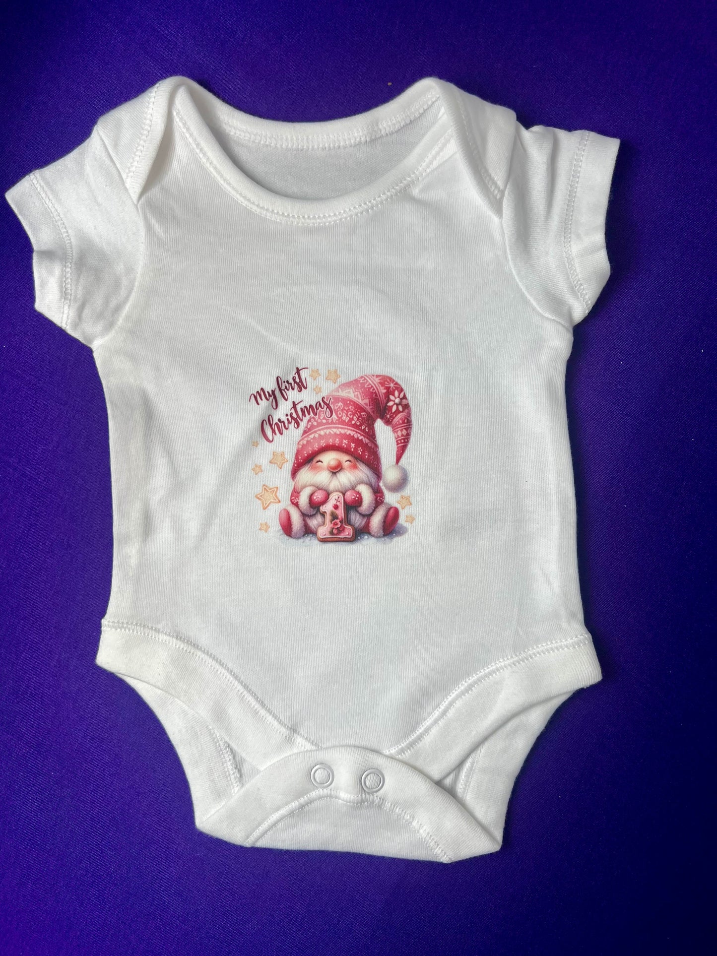 Newborn/ 3-6 Months My 1st Christmas Baby Vest – Gnome Design