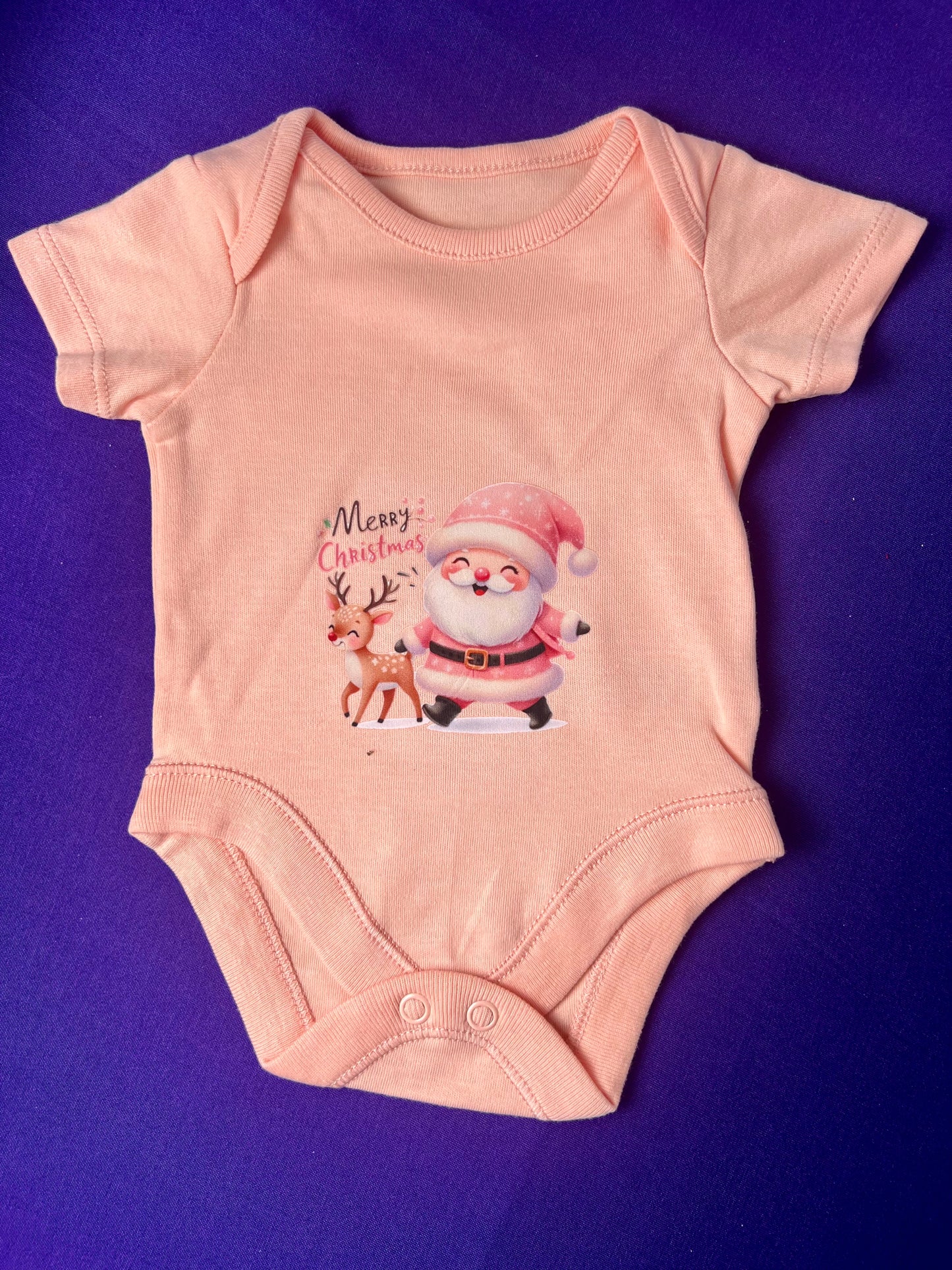 Merry Christmas Baby Vest – Santa & Reindeer Design