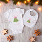 Matching Merry Christmas Baby Vest & Bib Set - Pink