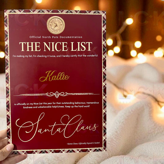 Santa’s Official Nice List Certificate – North Pole Christmas Keepsake for Kids