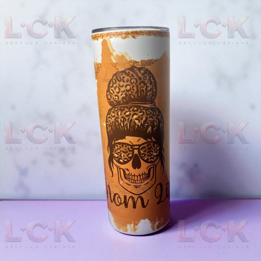 Mom Life 20oz Leopard Skull Tumbler | Trendy Coffee Cup for Mums
