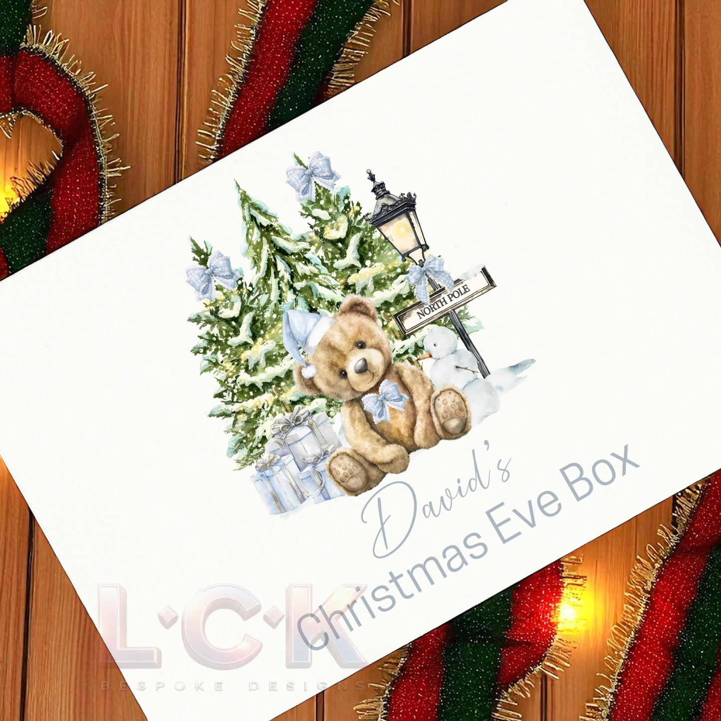 Personalised Teddy Bear Christmas Eve Box – Pink or Blue Design