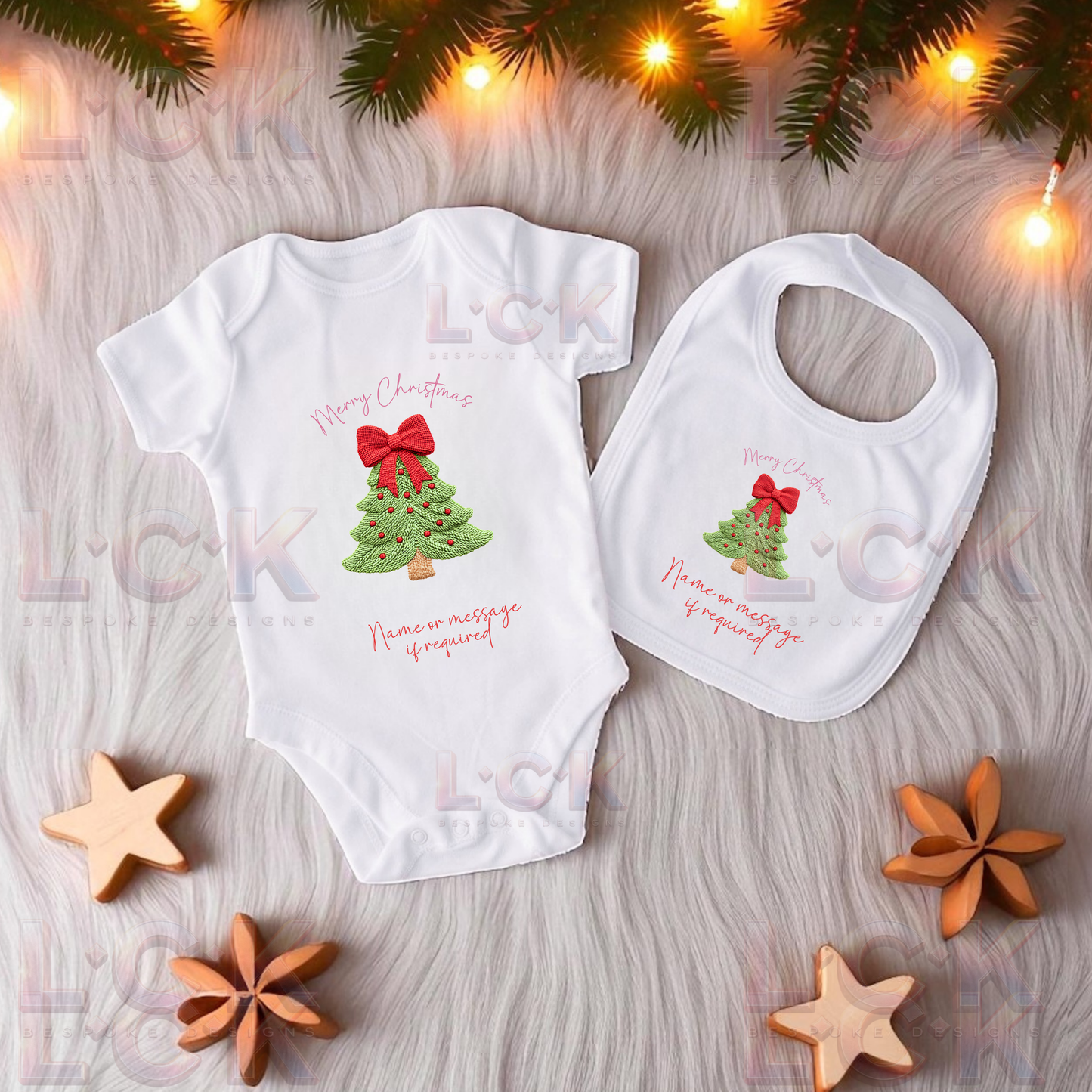 Matching Merry Christmas Baby Vest & Bib Set - Red