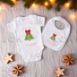 Matching Merry Christmas Baby Vest & Bib Set - Red