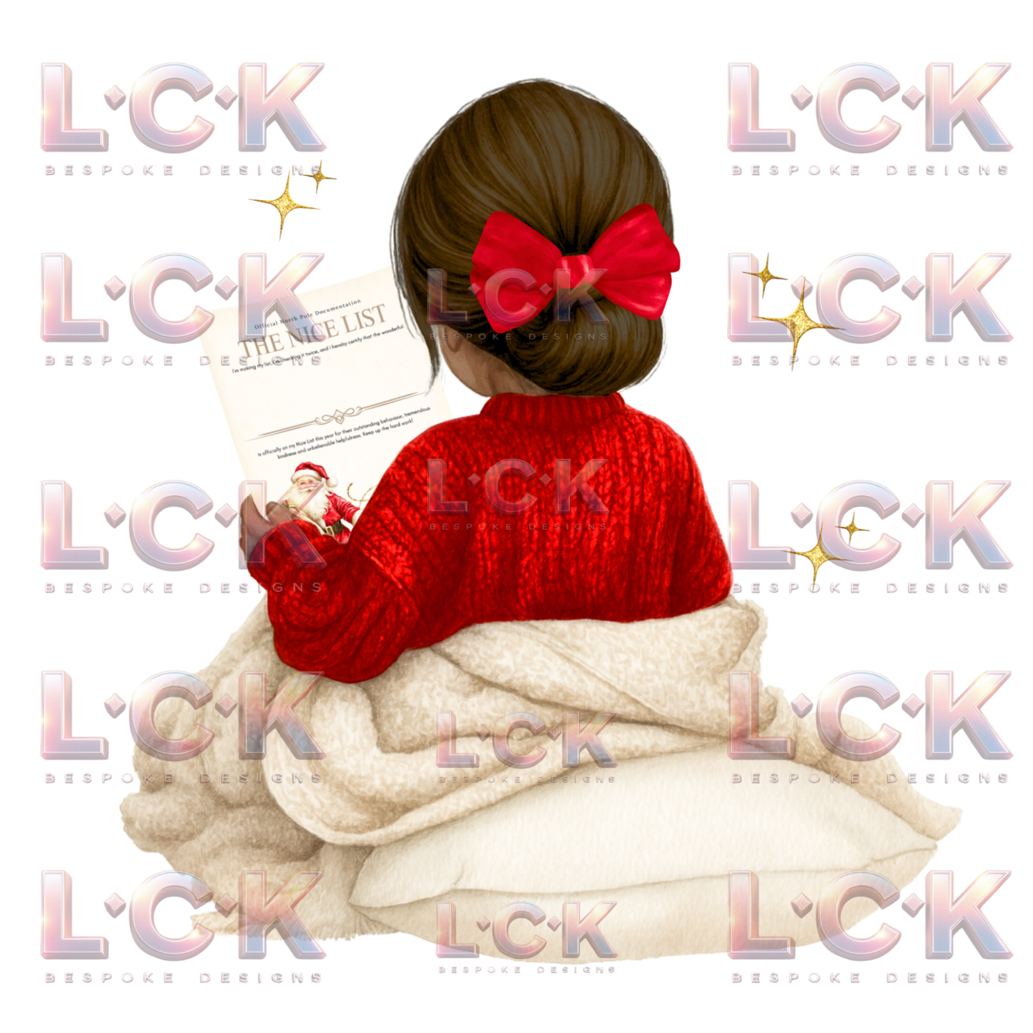 Personalised Christmas Canvas Santa Sack – Custom Name & Hair Colour - Girls