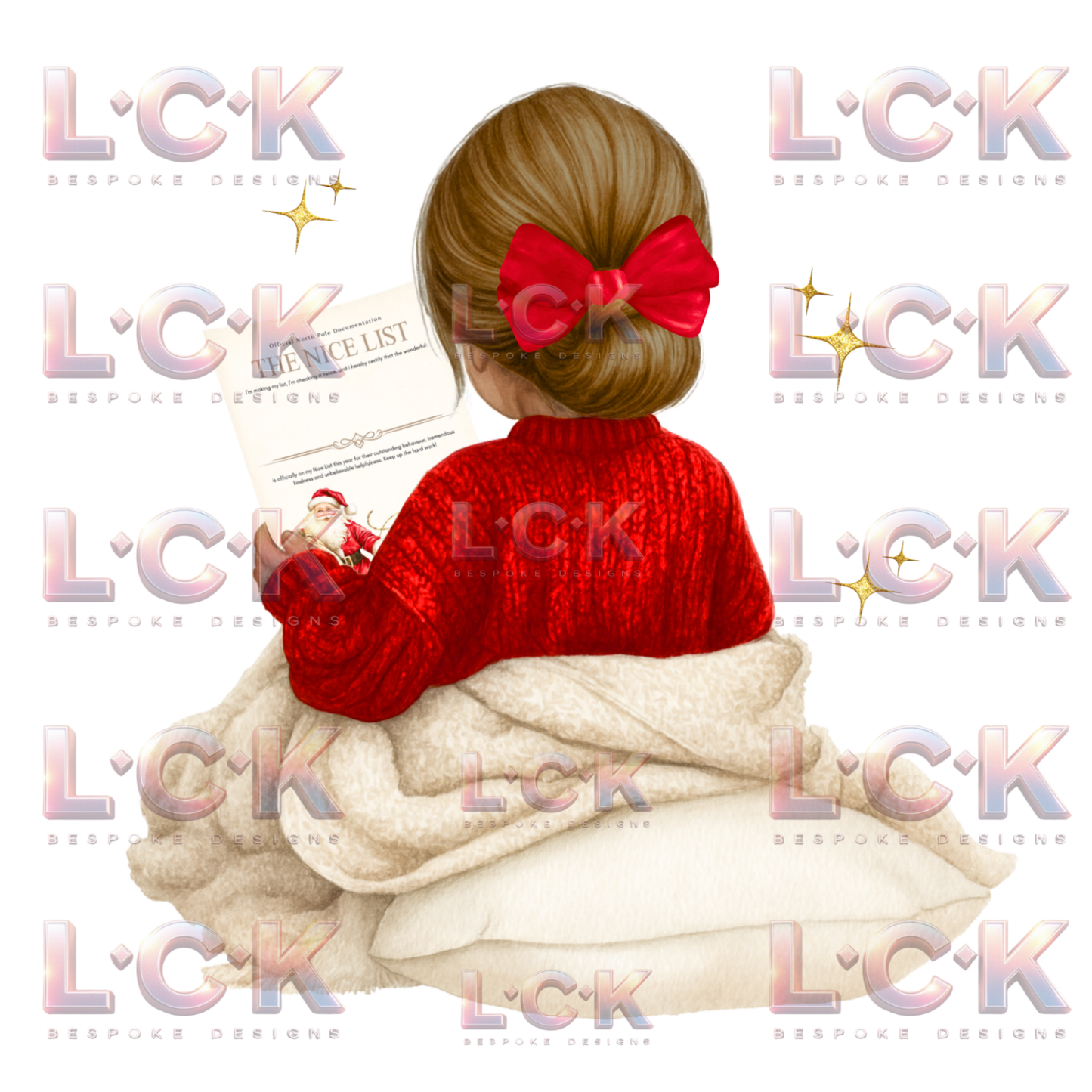 Personalised Christmas Canvas Santa Sack – Custom Name & Hair Colour - Girls