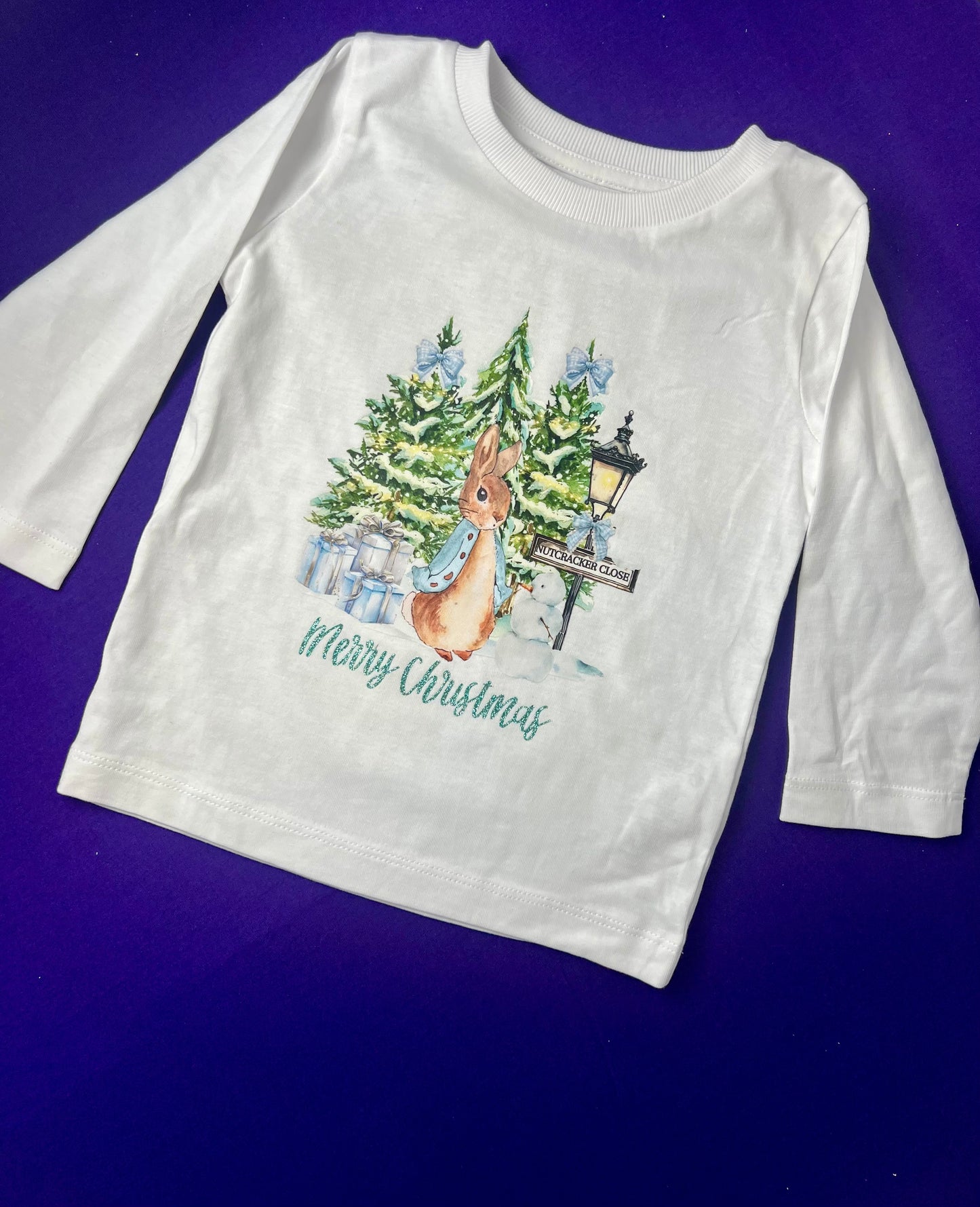 9-12 Months Merry Christmas Baby Top – Bunny Rabbit Design