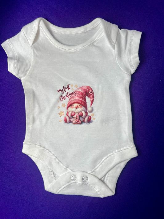 Newborn/ 3-6 Months My 1st Christmas Baby Vest – Gnome Design