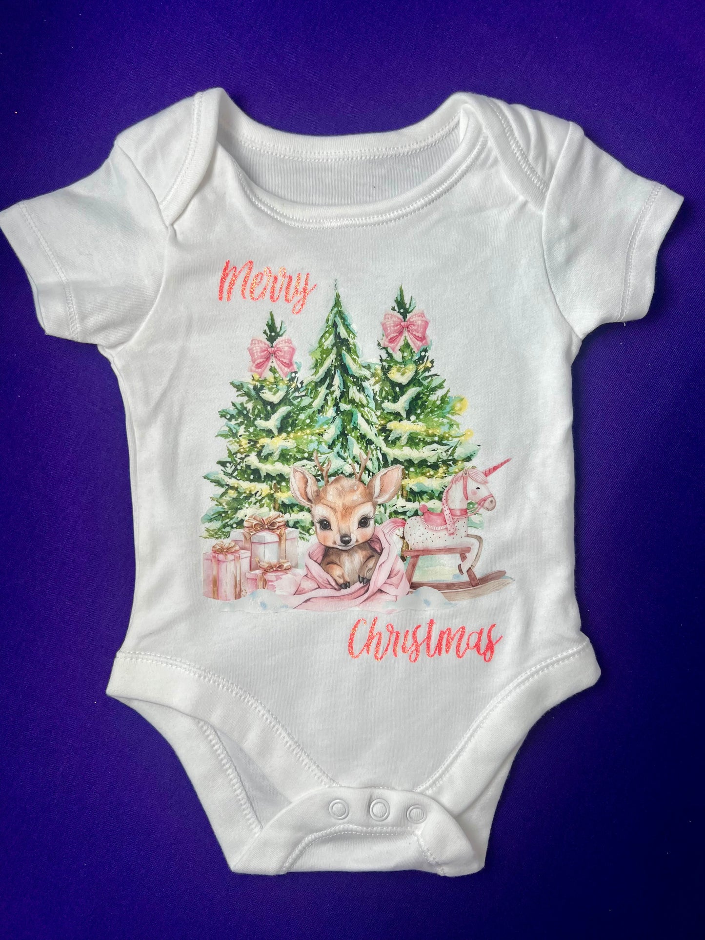 3-6 Months Merry Christmas Baby Vest – Bunny Rabbit Design