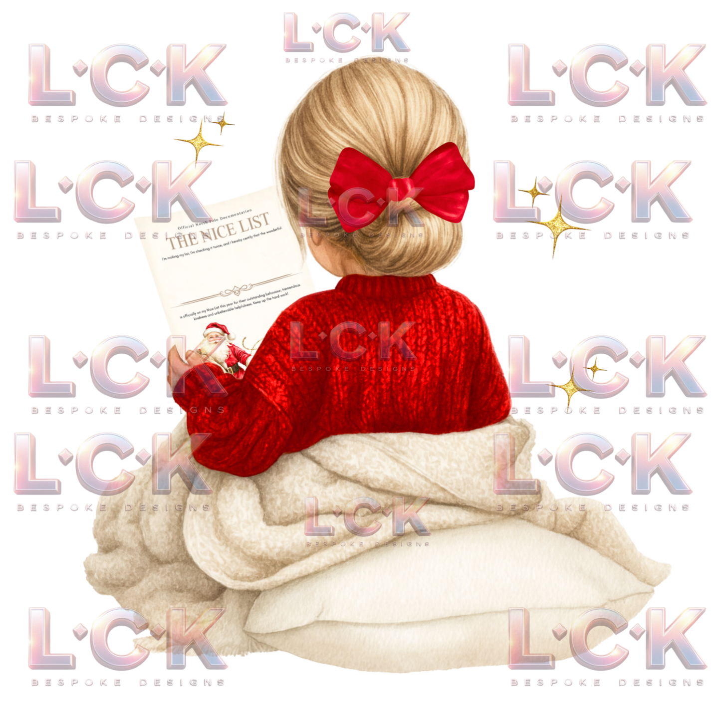 Personalised Christmas Canvas Santa Sack – Custom Name & Hair Colour - Girls