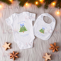 Matching Merry Christmas Baby Vest & Bib Set - Blue