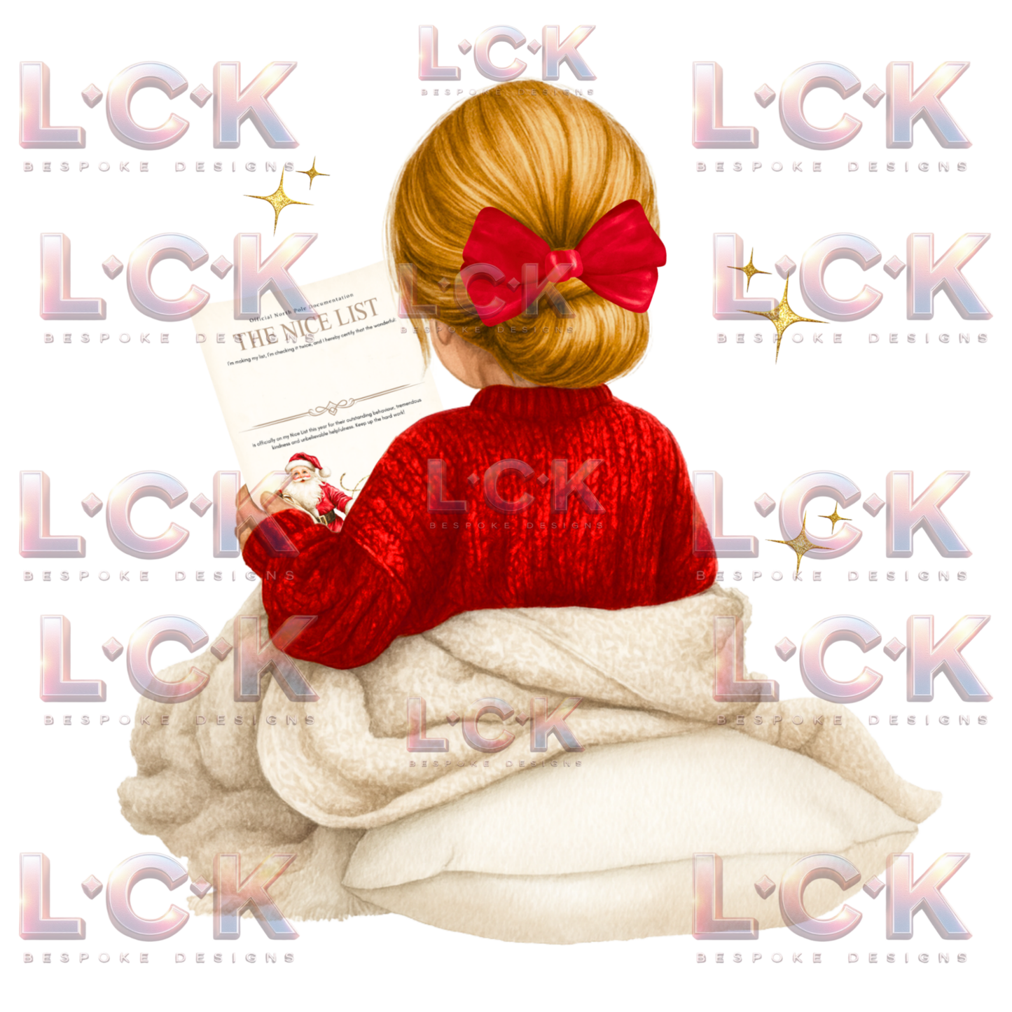 Personalised Christmas Canvas Santa Sack – Custom Name & Hair Colour - Girls