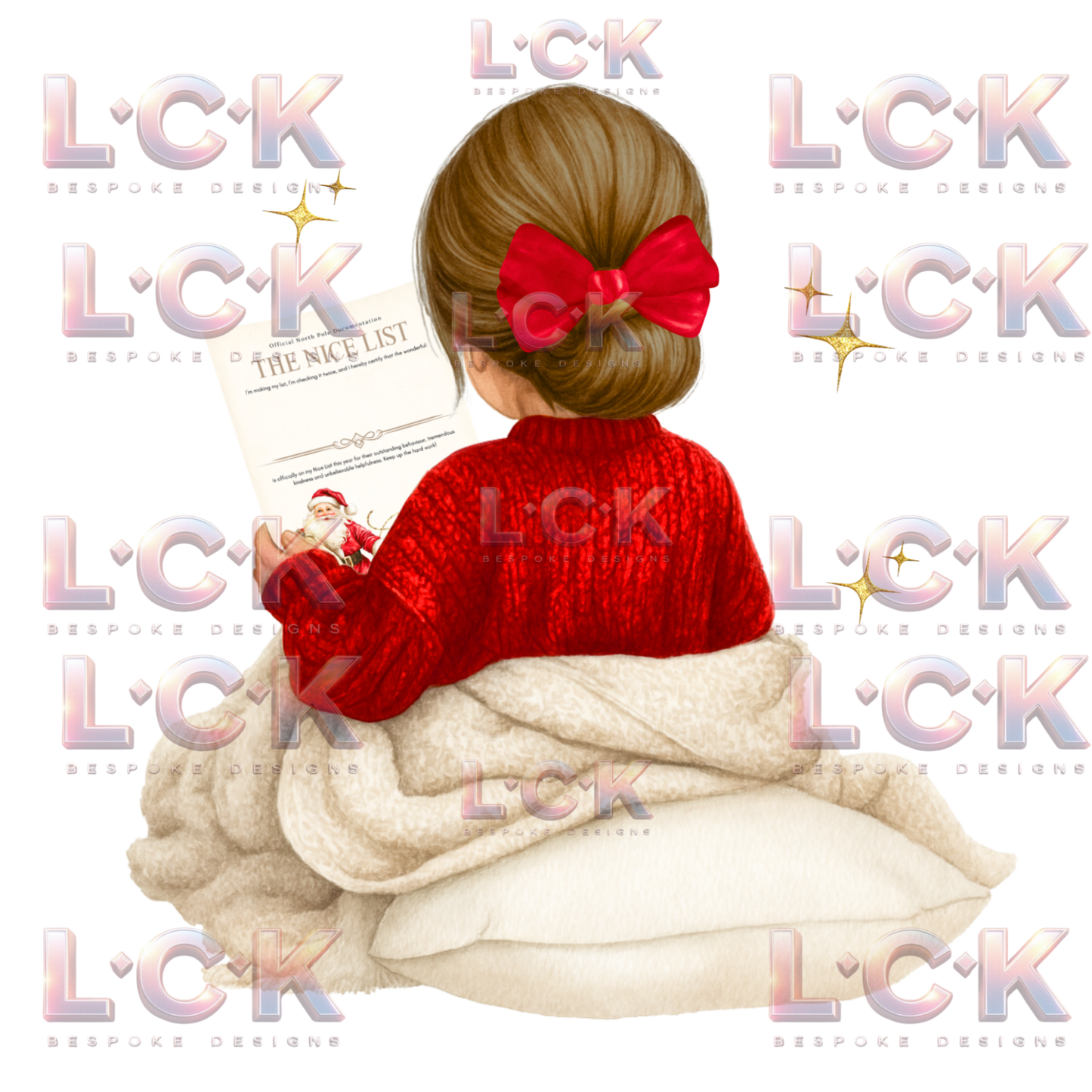 Personalised Christmas Canvas Santa Sack – Custom Name & Hair Colour - Girls