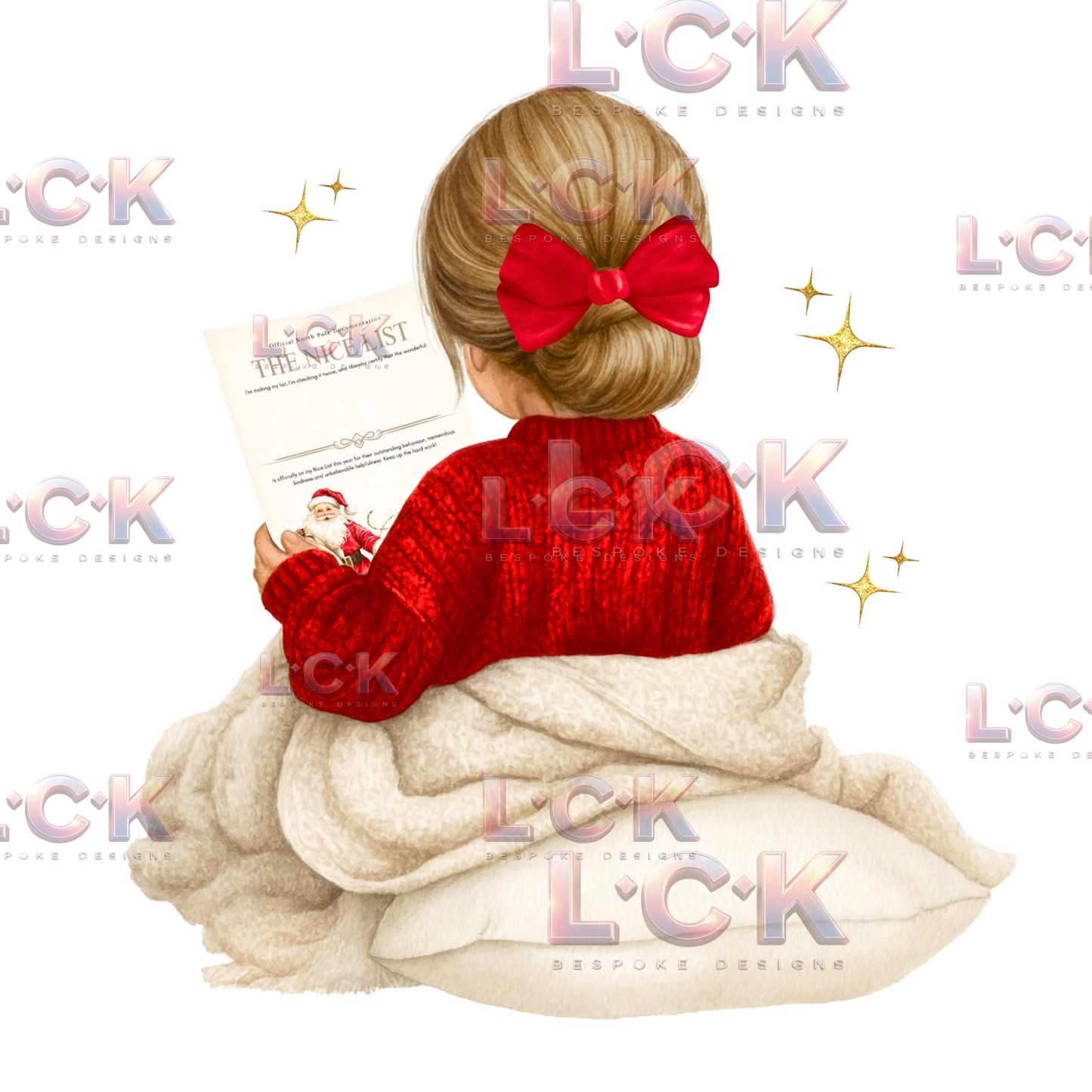 Personalised Christmas Canvas Santa Sack – Custom Name & Hair Colour - Girls